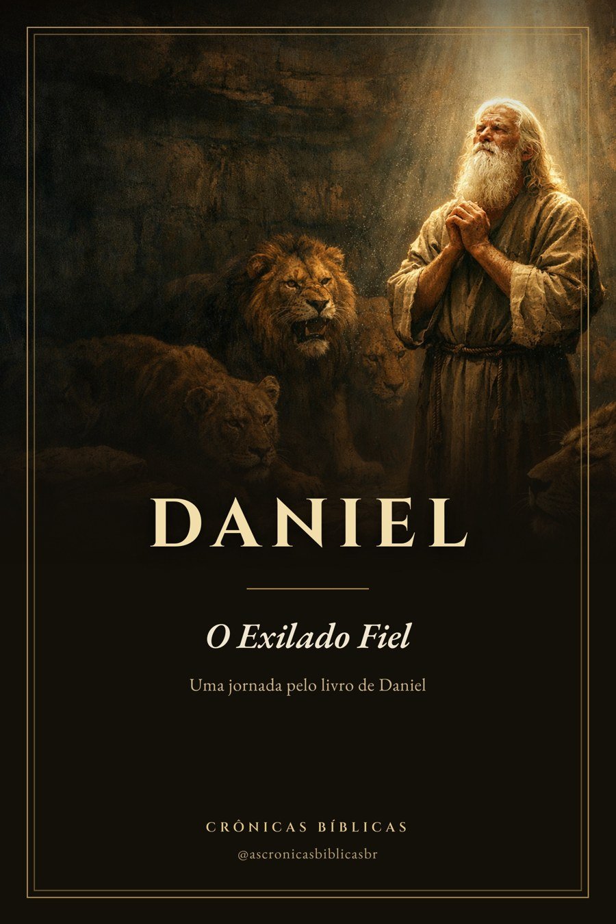 Capa do livro Daniel: O Exilado Fiel, com Daniel orando entre leões